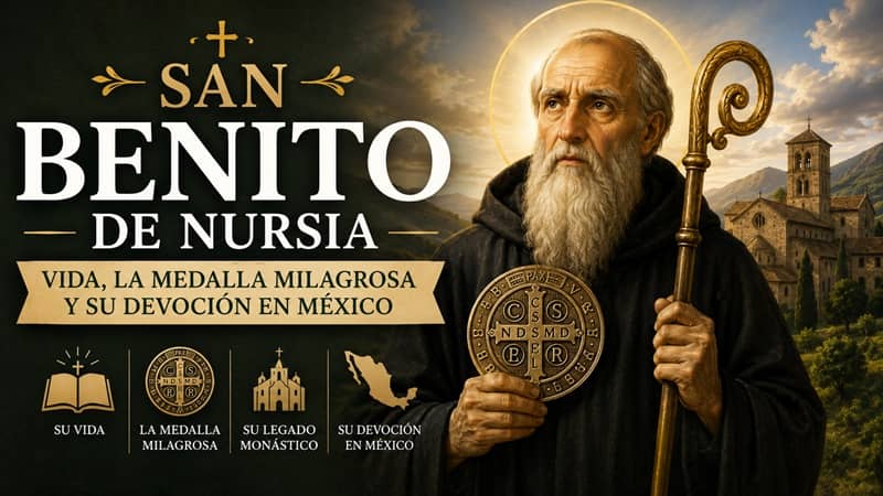 San Benito de Nursia: Vida, la medalla milagrosa y su devoción en México